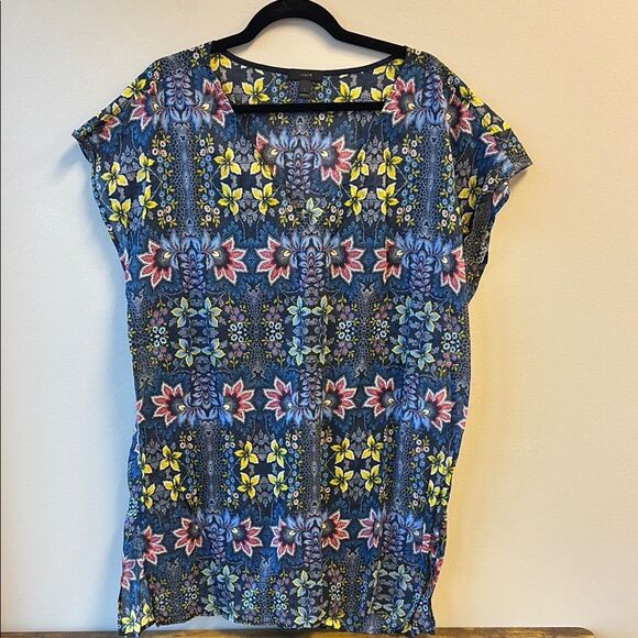 J. Crew tunic large Floral Top blouse cotton - Picture 1 of 5